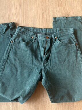 Vintage Wrangler Jeans Mens 33x32 Work Green Cowboy Western Workwear